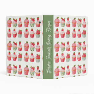 Personalized Strawberry Cupcake Recipe Binder