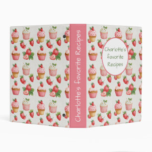 Personalized Strawberry Cupcake Recipe Binder