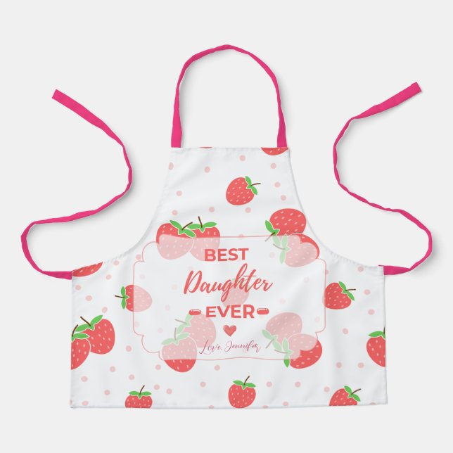 Personalized Strawberry Daughter Apron (Front)