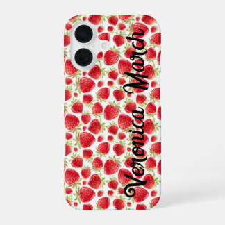 Personalized Strawberry Fun iPhone 16 Glossy case