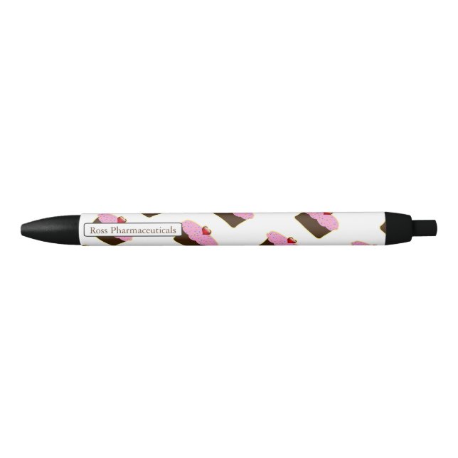 Personalized Strawberry Heart Cupcake Themed Gifts Black Ink Pen (Front)