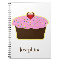 Personalized Strawberry Heart Cupcake Themed Gifts Notebook