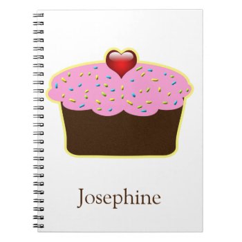 Personalized Strawberry Heart Cupcake Themed Gifts Notebook by PersonalizationShop at Zazzle