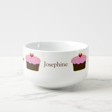 Personalized Strawberry Heart Cupcake Themed Gifts Soup Mug