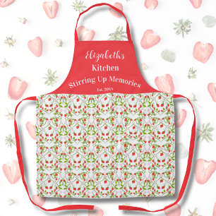 Personalized Strawberry Heart Vine Pattern Apron