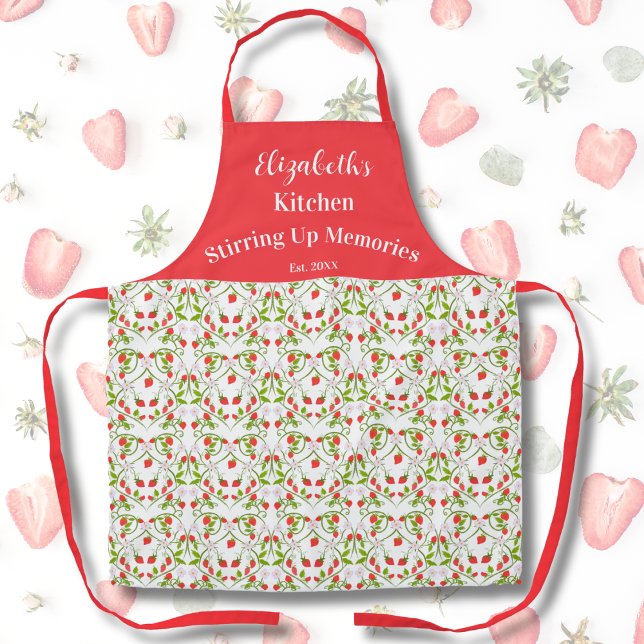 Personalized Strawberry Heart Vine Pattern  Apron (Creator Uploaded)