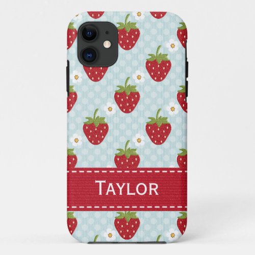 Personalized Strawberry iPhone 5 Case Blue