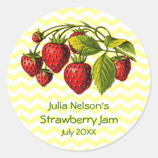 Personalized Strawberry Jam Jar Label Classic Round Sticker