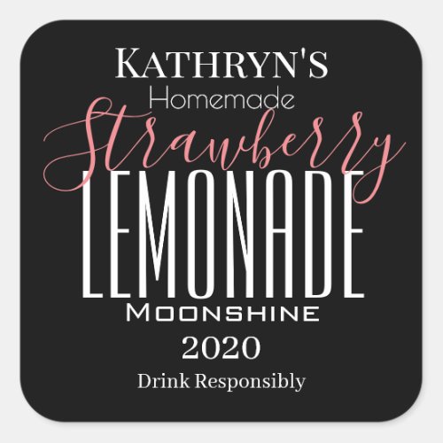 Personalized Strawberry Lemonade Moonshine Label