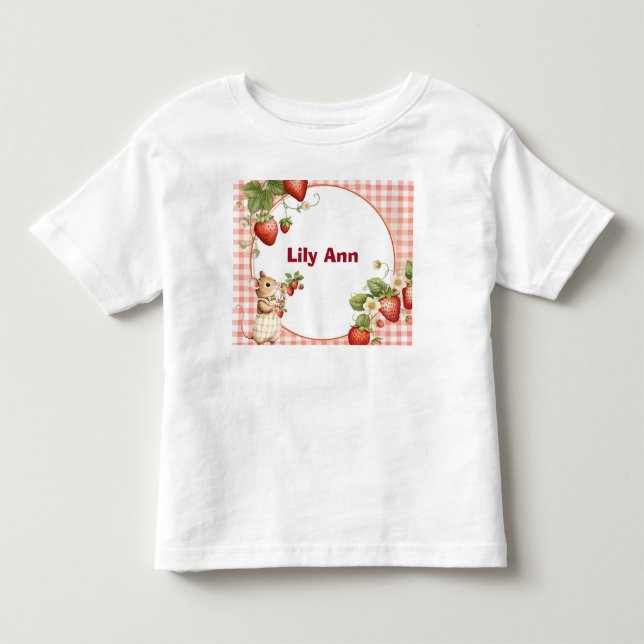 Personalized Strawberry & Little Mouse Toddler T-S T-shirt (Front)