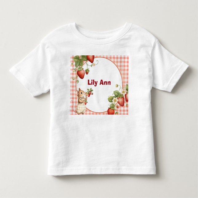 Personalized Strawberry & Little Mouse Toddler T-S Toddler T-shirt (Front)
