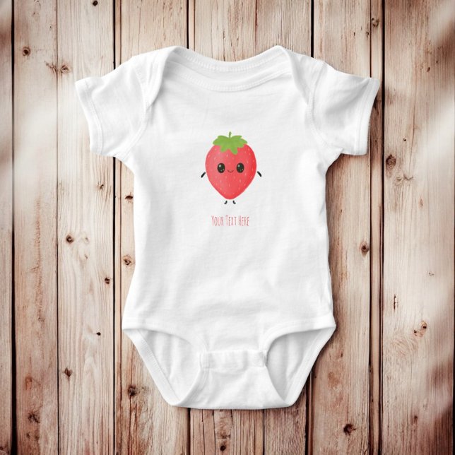 Personalized Strawberry Name Cute Baby Outfit Bodysuit (Creator Uploaded)