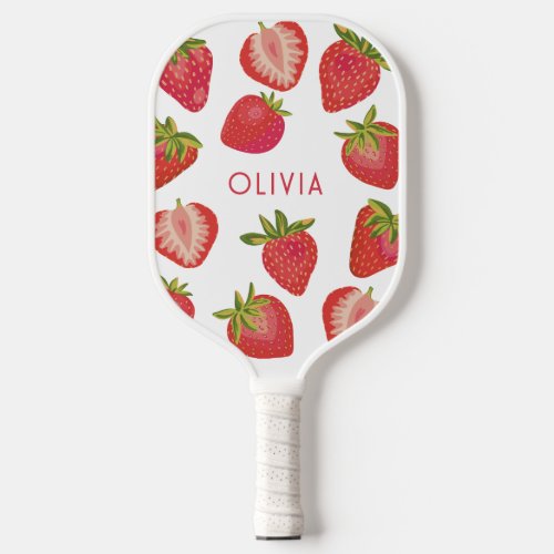 Personalized Strawberry Name Pickleball Paddle