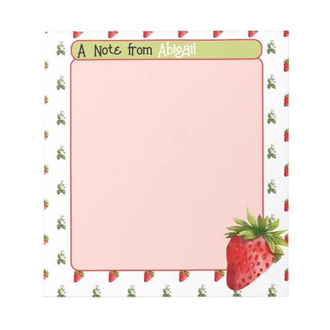 Personalized Strawberry Notepad (Front)