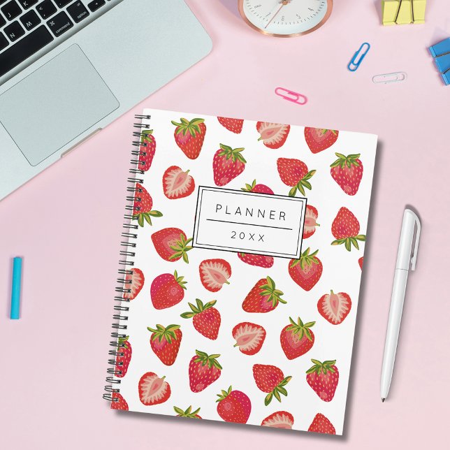 Personalized Strawberry Pattern 2023 Planner (Strawberry pattern planner)