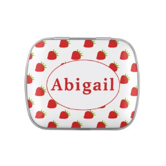 Personalized Strawberry Pattern Jelly Belly Tin