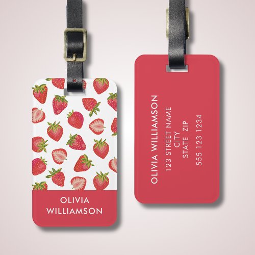 Personalized Strawberry Pattern Luggage Tag