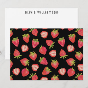 Personalized Strawberry pattern Note Card