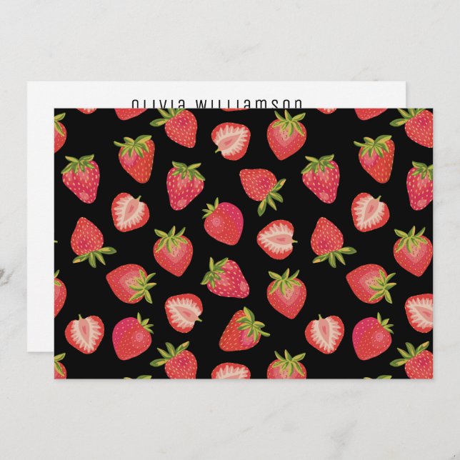 Personalized Strawberry pattern Note Card (Front/Back)