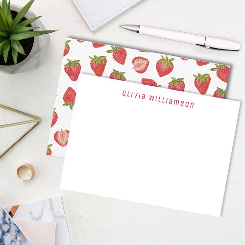 Personalized Strawberry pattern Note Card
