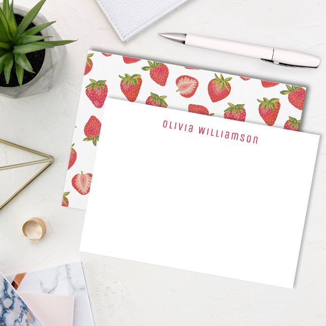 Personalized Strawberry pattern Note Card (Creator Uploaded)