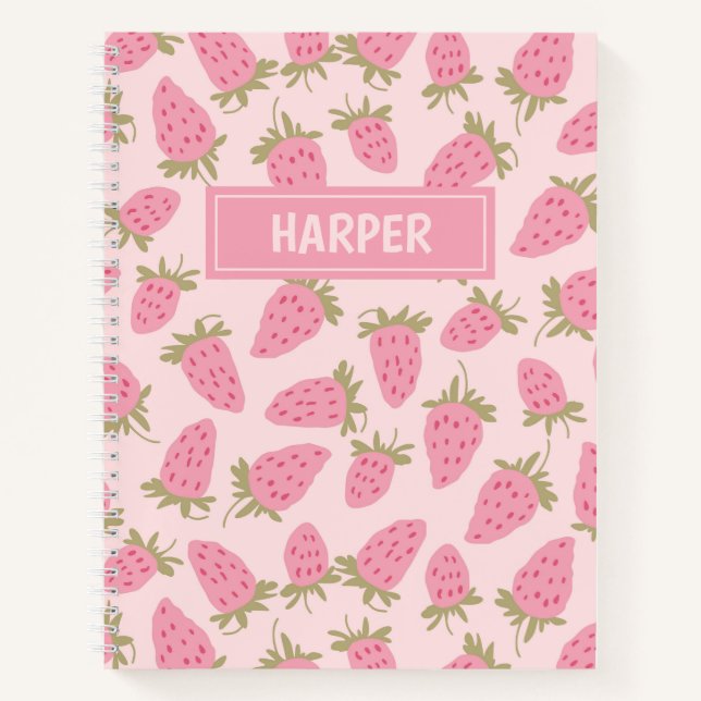 Personalized Strawberry Pattern Notebook (Front)