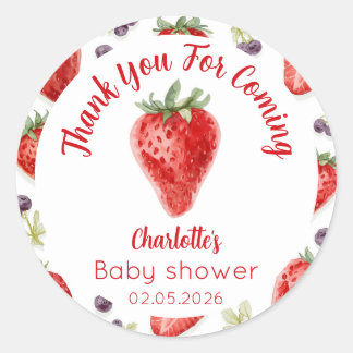 Personalized Strawberry Sweet Baby Shower Stickers