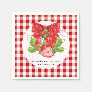 Personalized Strawberry Theme Birthday Cute Summer Napkins