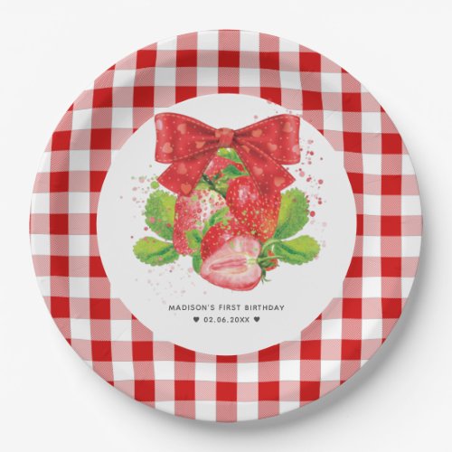 Personalized Strawberry Theme Birthday Cute Summer Paper Plates