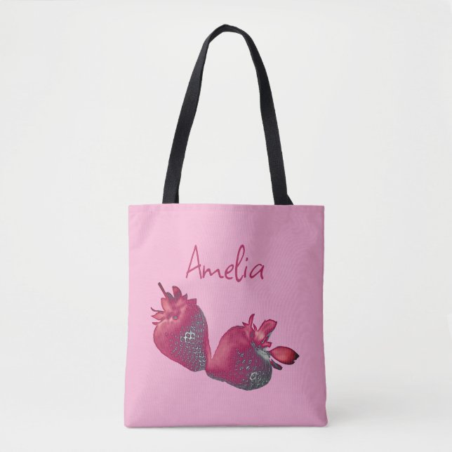 Personalized Strawberry  Tote Bag (Front)
