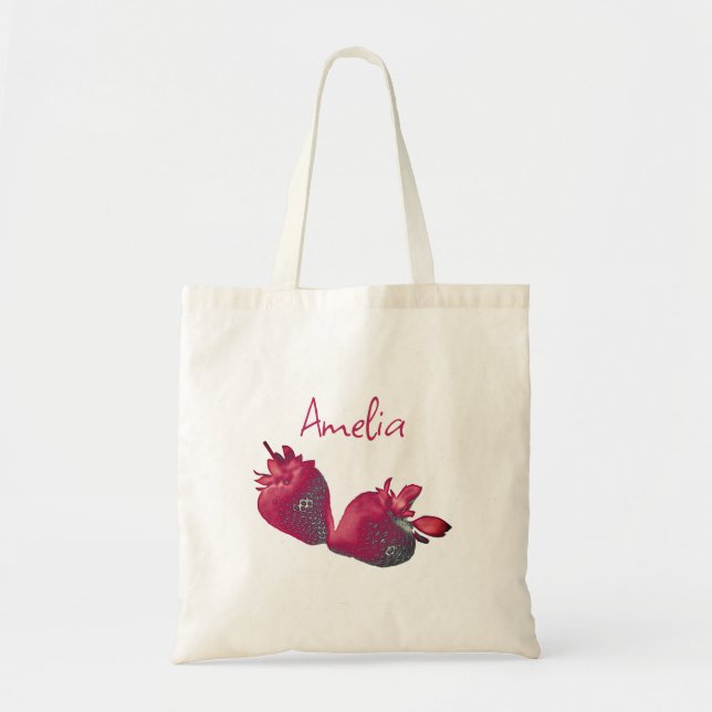 Personalized Strawberry  Tote Bag (Front)