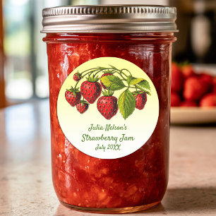 Personalized Strawberry Yellow Ombre Jam Jar Label