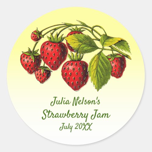Personalized Strawberry Yellow Ombre Jam Jar Label