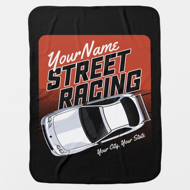 Personalized Street Racing Race Car Motorsport  Baby Blanket (Front)
