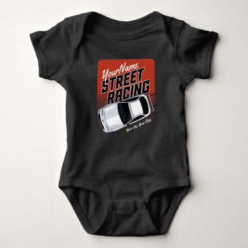 Personalized Street Racing Race Car Motorsport  Baby Bodysuit