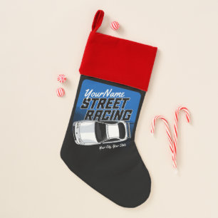 Personalized Street Racing Race Car Motorsport Christmas Stocking