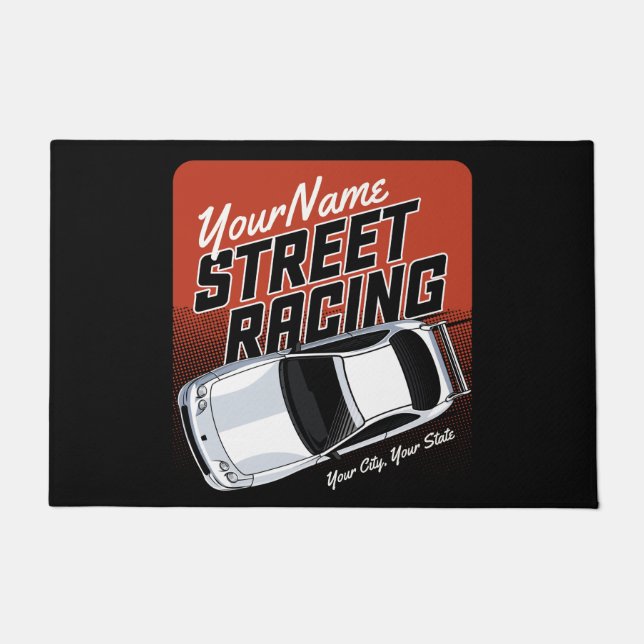 Personalized Street Racing Race Car Motorsport  Doormat (Front)