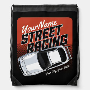 Personalized Street Racing Race Car Motorsport Drawstring Bag