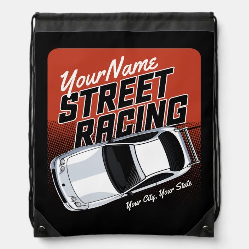 Personalized Street Racing Race Car Motorsport  Drawstring Bag