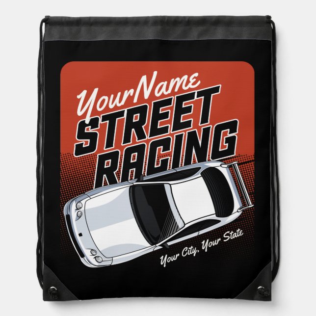 Personalized Street Racing Race Car Motorsport  Drawstring Bag (Front)