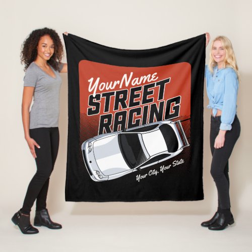 Personalized Street Racing Race Car Motorsport  Fleece Blanket