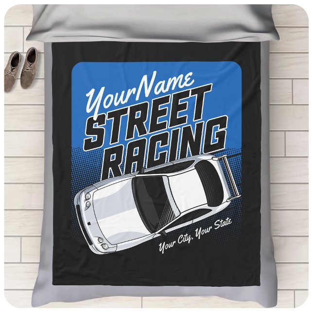 Personalized Street Racing Race Car Motorsport   Fleece Blanket (Creator Uploaded)