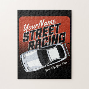 Personalized Street Racing Race Car Motorsport Jigsaw Puzzle