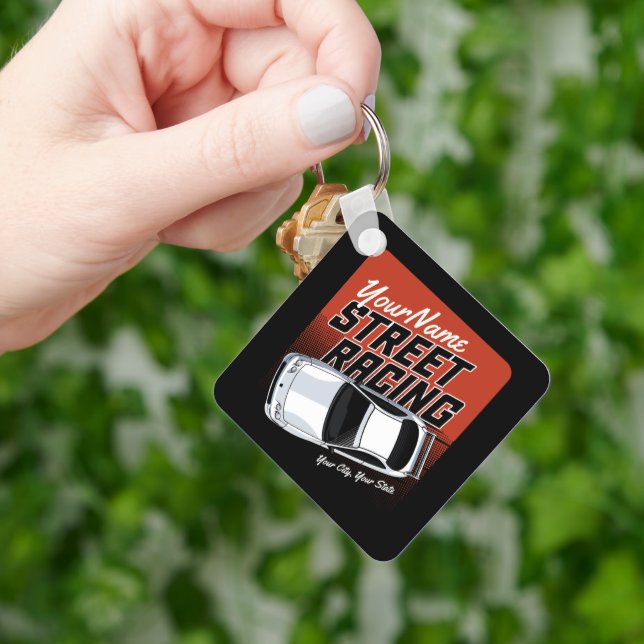 Personalized Street Racing Race Car Motorsport  Keychain (Hand)