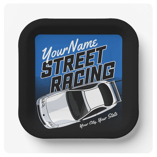 Personalized Street Racing Race Car Motorsport Paper Plates (Creator Uploaded)