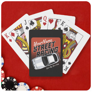 Personalized Street Racing Race Car Motorsport Poker Cards