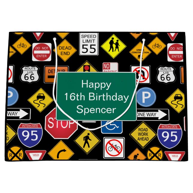 Personalized Street Sign Multi-Occasion Large Gift Bag (Front)