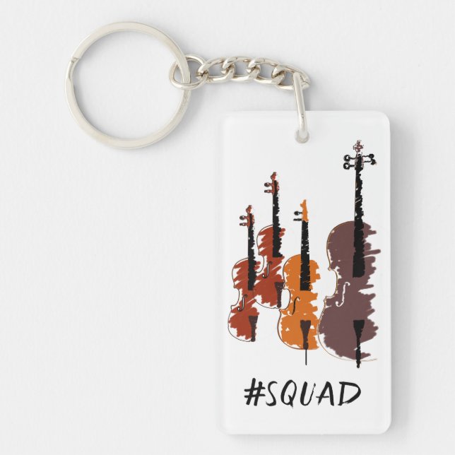 Personalized String Instrument Squad Music Keychain (Front)