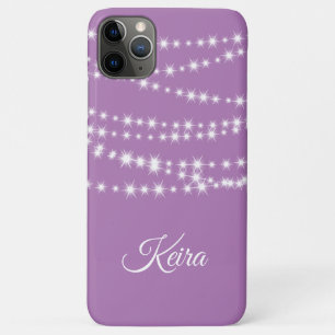 Personalized String Lights on lilac iPhone Case