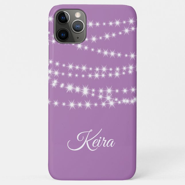 Personalized String Lights on lilac iPhone Case (Back)